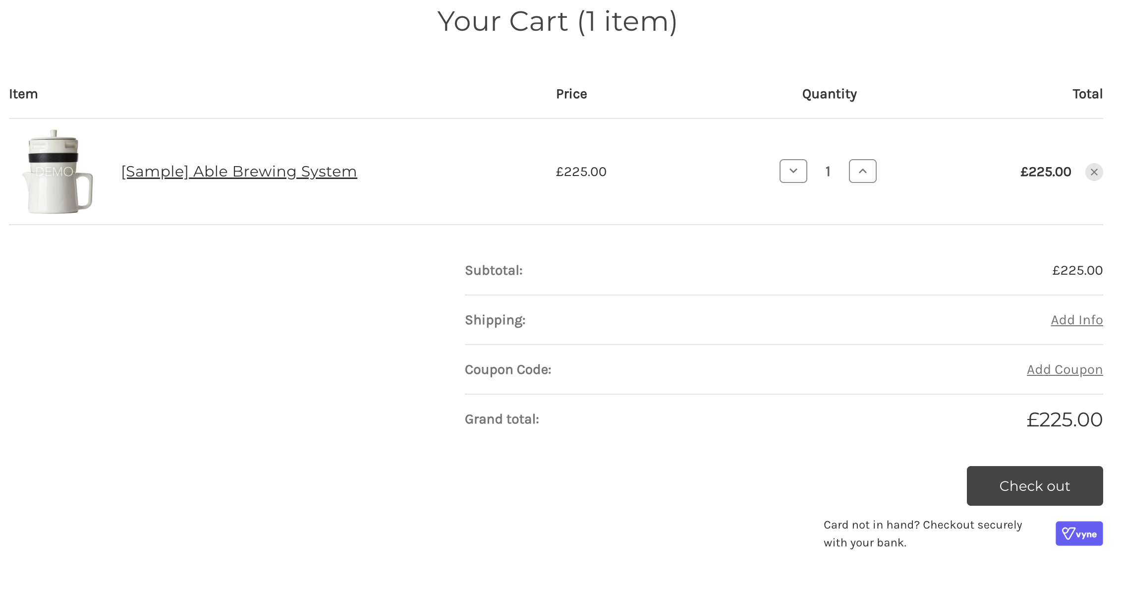 Customisable on-site messaging displayed on the cart page