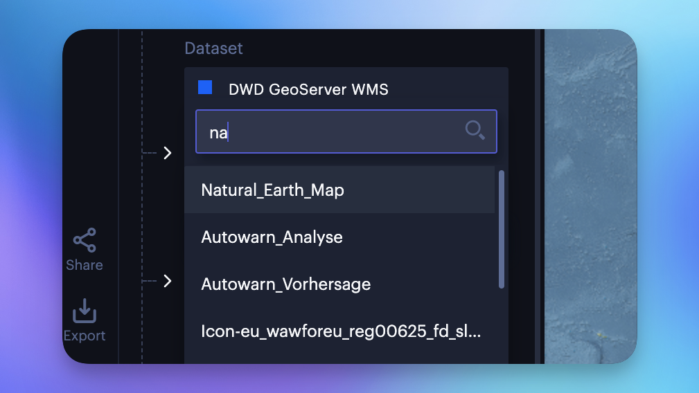 Selecting a layer from the WMS dataset.