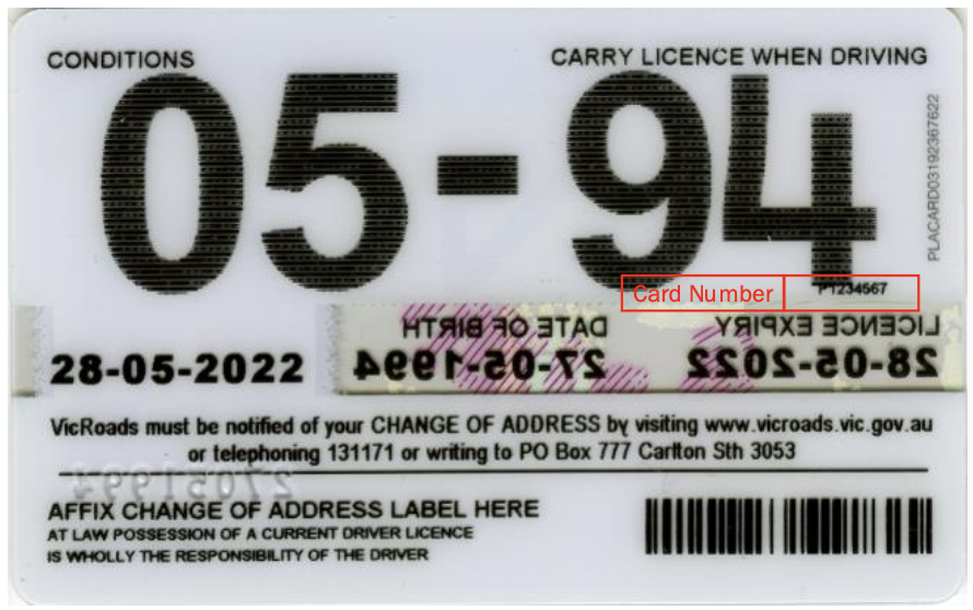 Victoria Driver Licence – pre 7 November 2022 sample - back