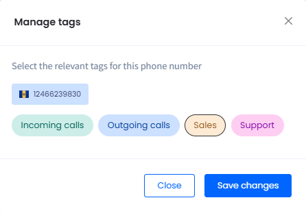 Screenshot of applying changes to the selected DID number