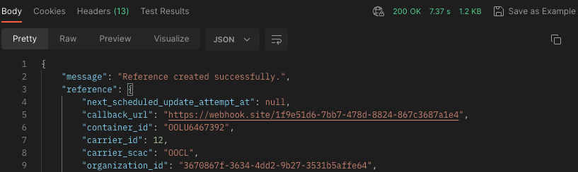Raw update payload JSON at webhook.site