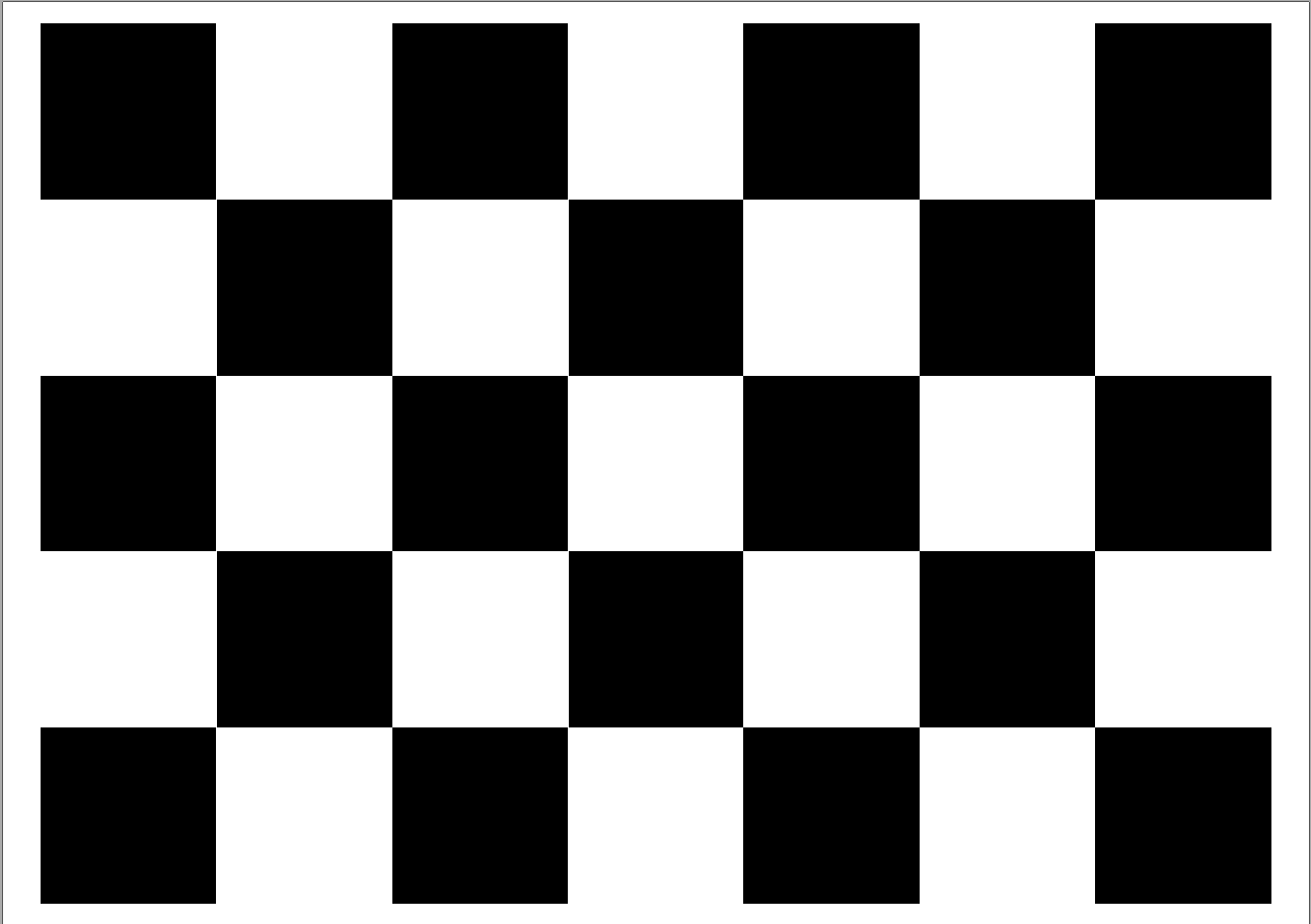 Example of a checkerboard target: each cell is 50x50 mm square.