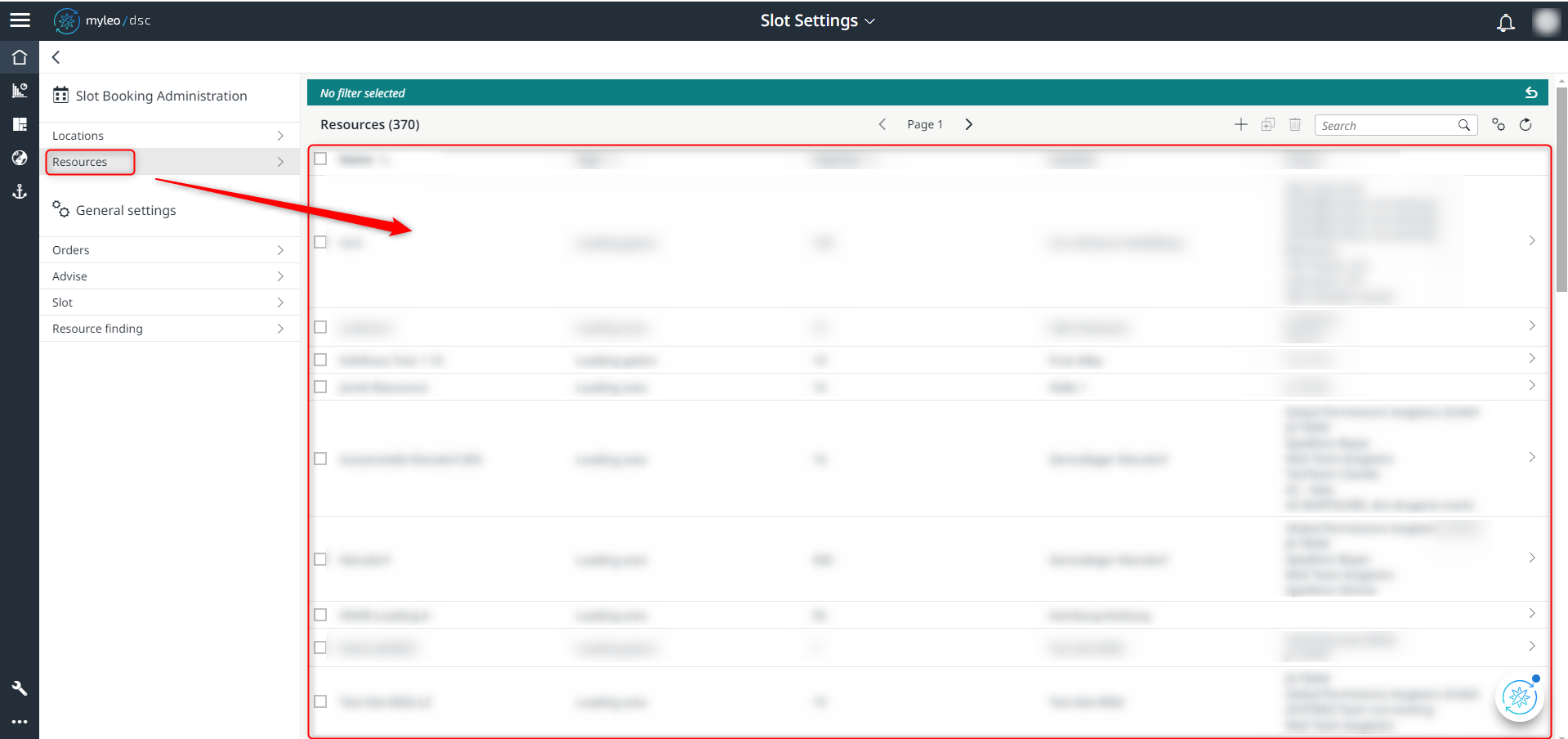 Select a resource from the worklist