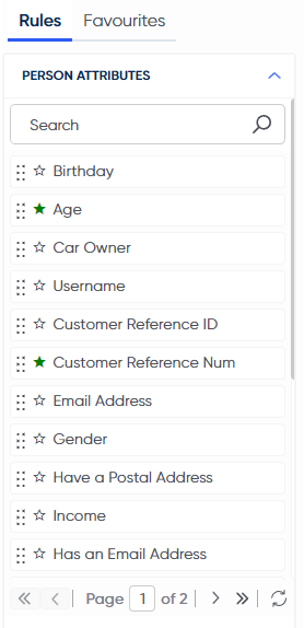 Double click the Star icon to favourite a rule