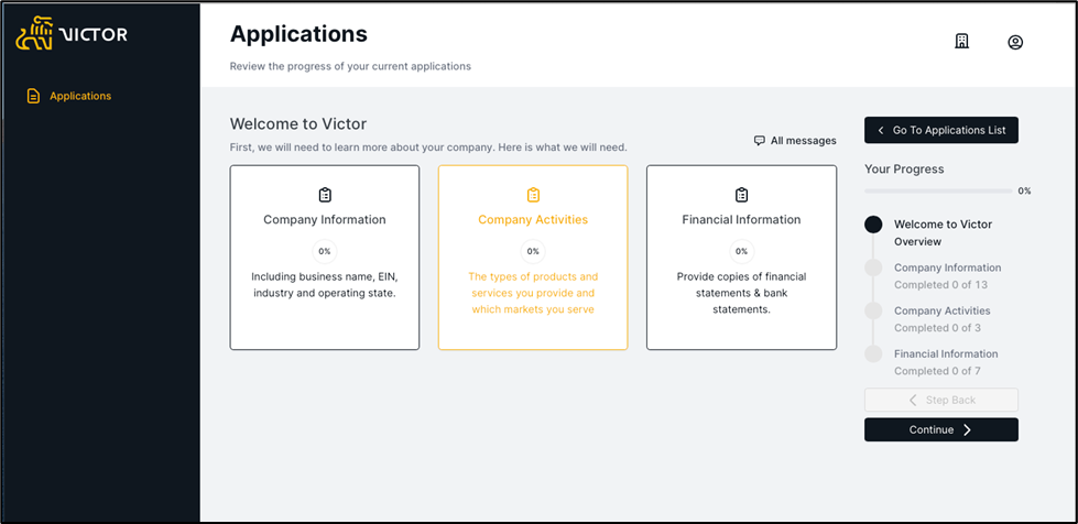 Figure 7. Application sections overview