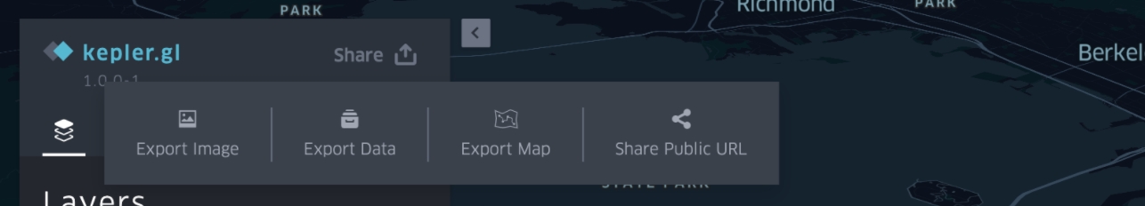 kepler.gl export menu