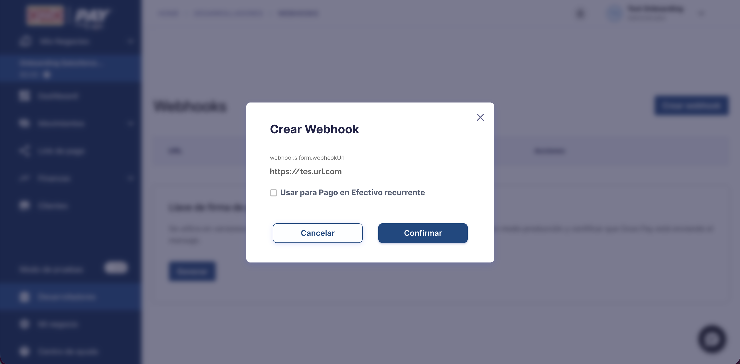 La opción "Usar para Pago en efectivo recurrente", solo aplica para el modo recurrente de pago en efectivo (recibes los eventos inbound_payment.lookup / inbound_payment.payment_attempt).