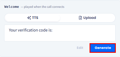 Screenshot with the Generate button