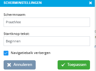 Figuur 5 - Bewerken van schermnaam en startknop tekst