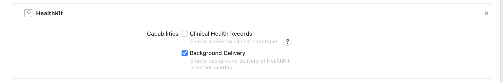 HealthKit entitlements