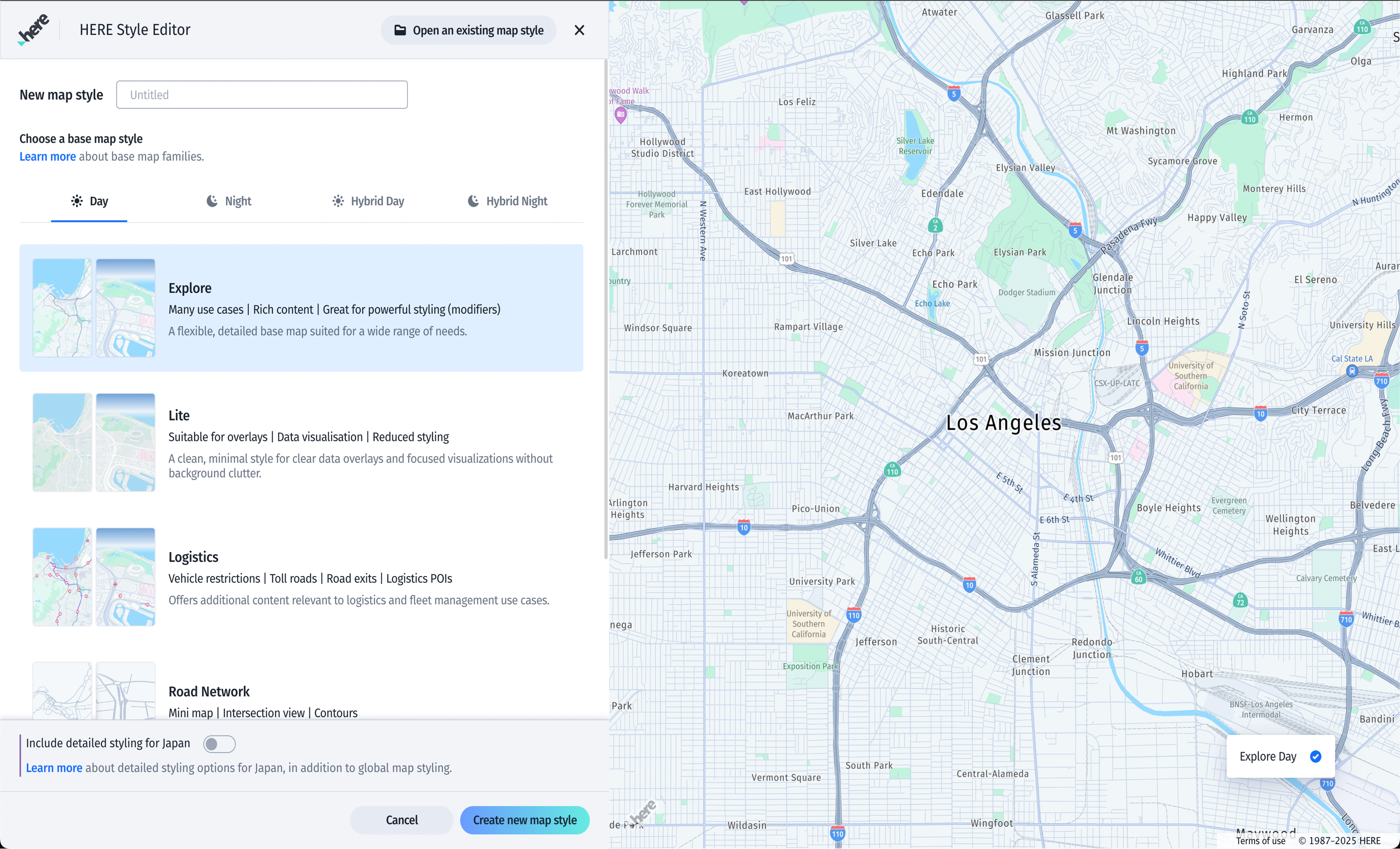 Select a base map style