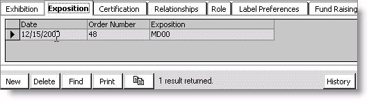 From Customers, select Manage customers, find customer record, and select Exposition tab