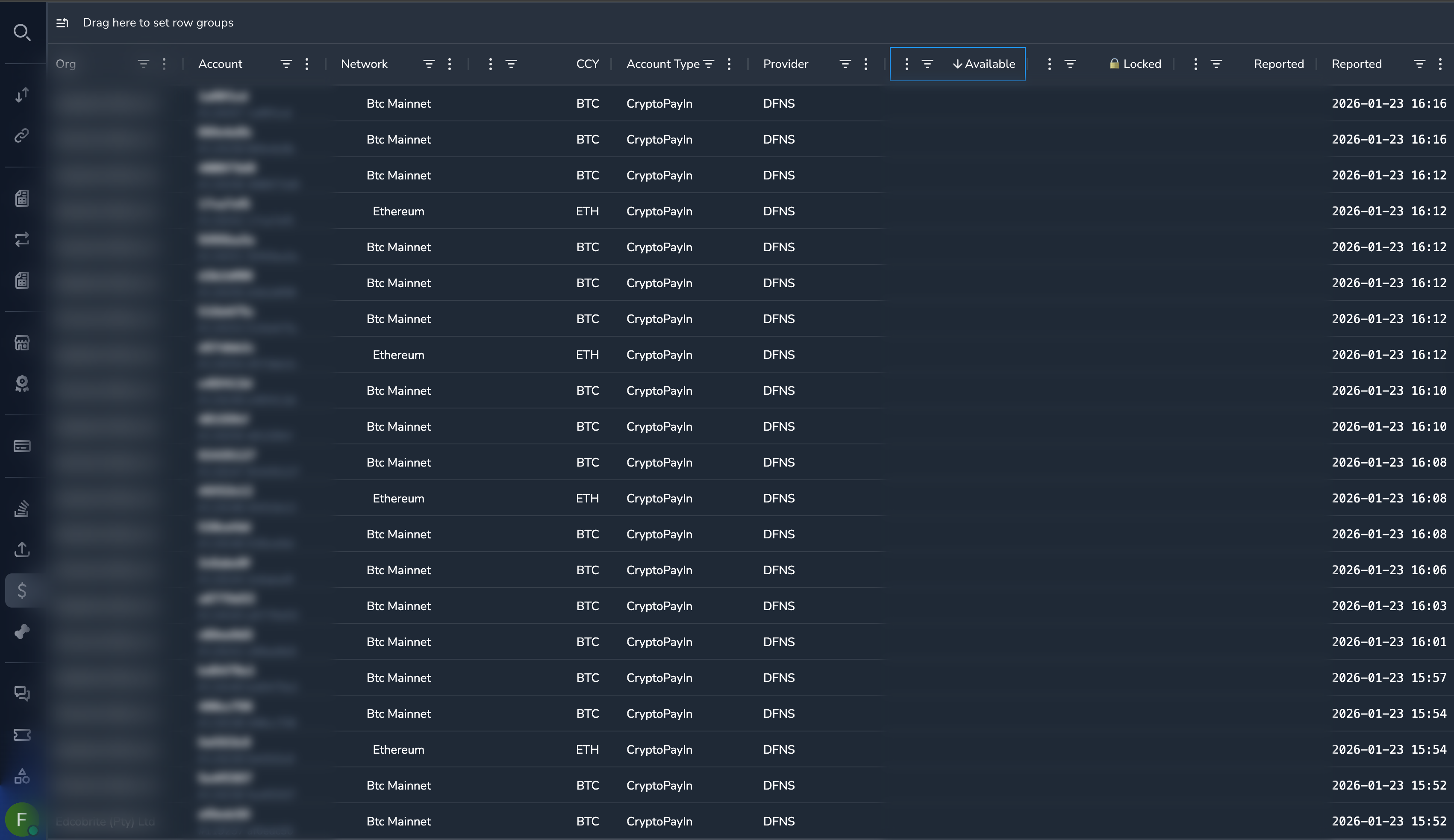 Balances list