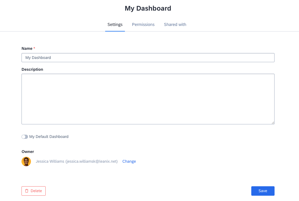 Dashboard Details Page