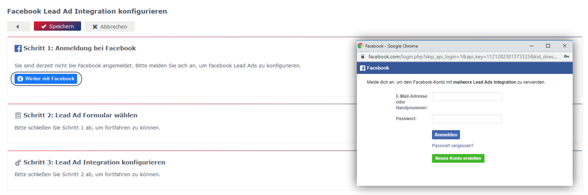 Anmeldung bei Facebook Anmeldung bei Facebook