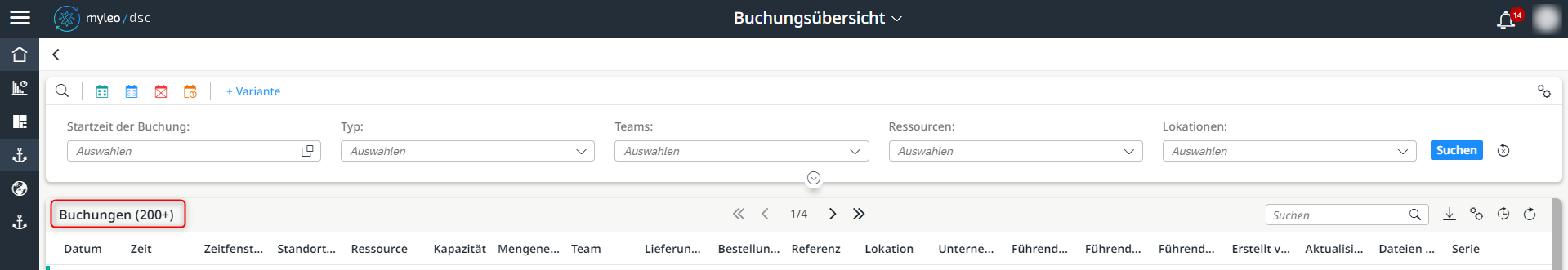 Anzeige der Buchungen