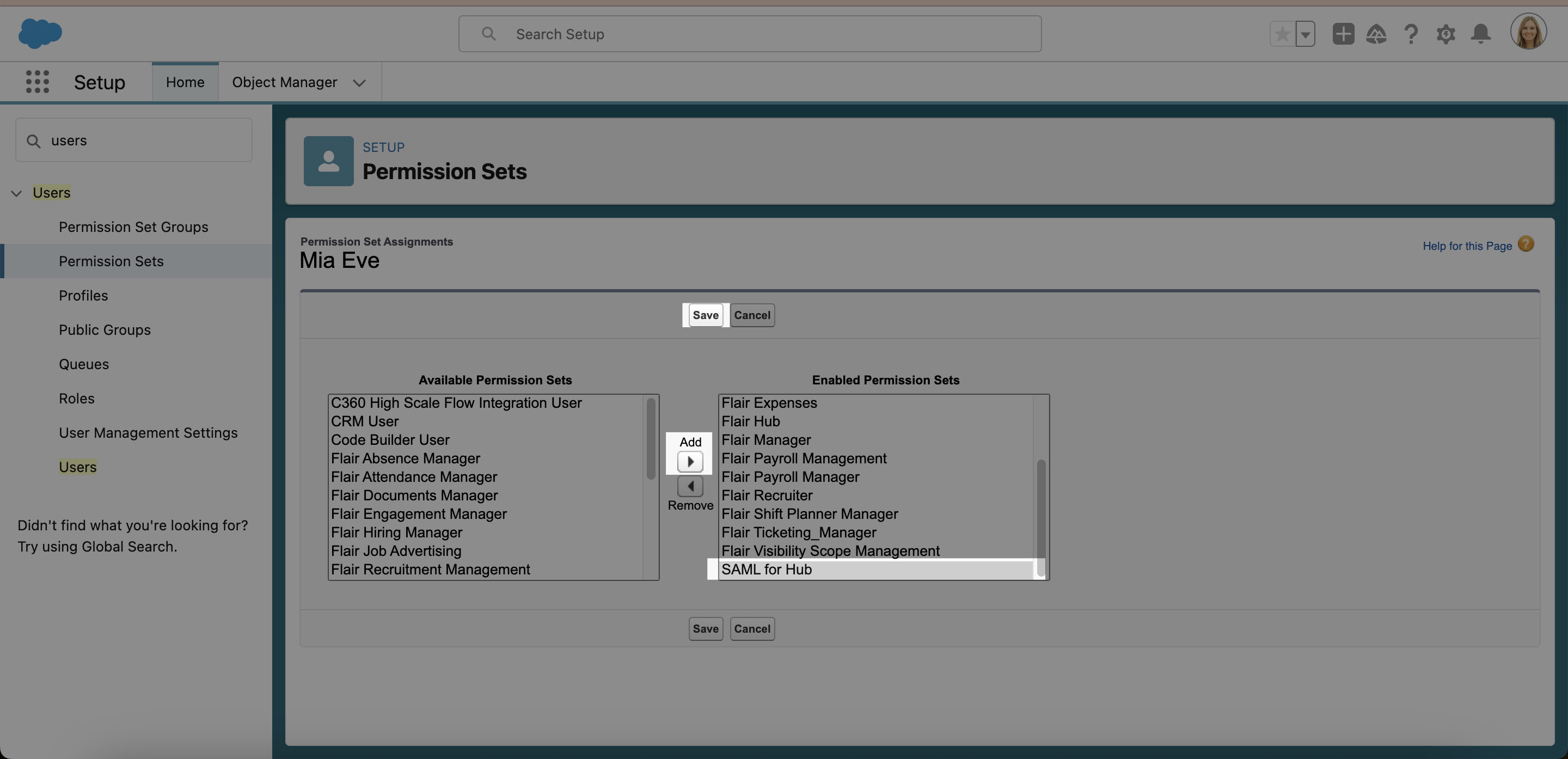 Assigning SAML Permission