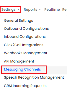 **Settings > Messaging Channels** tab