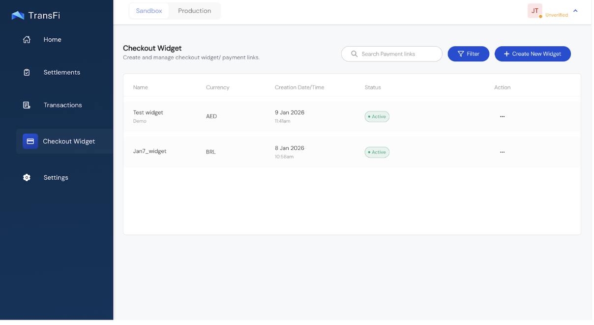 Widget Customization Interface