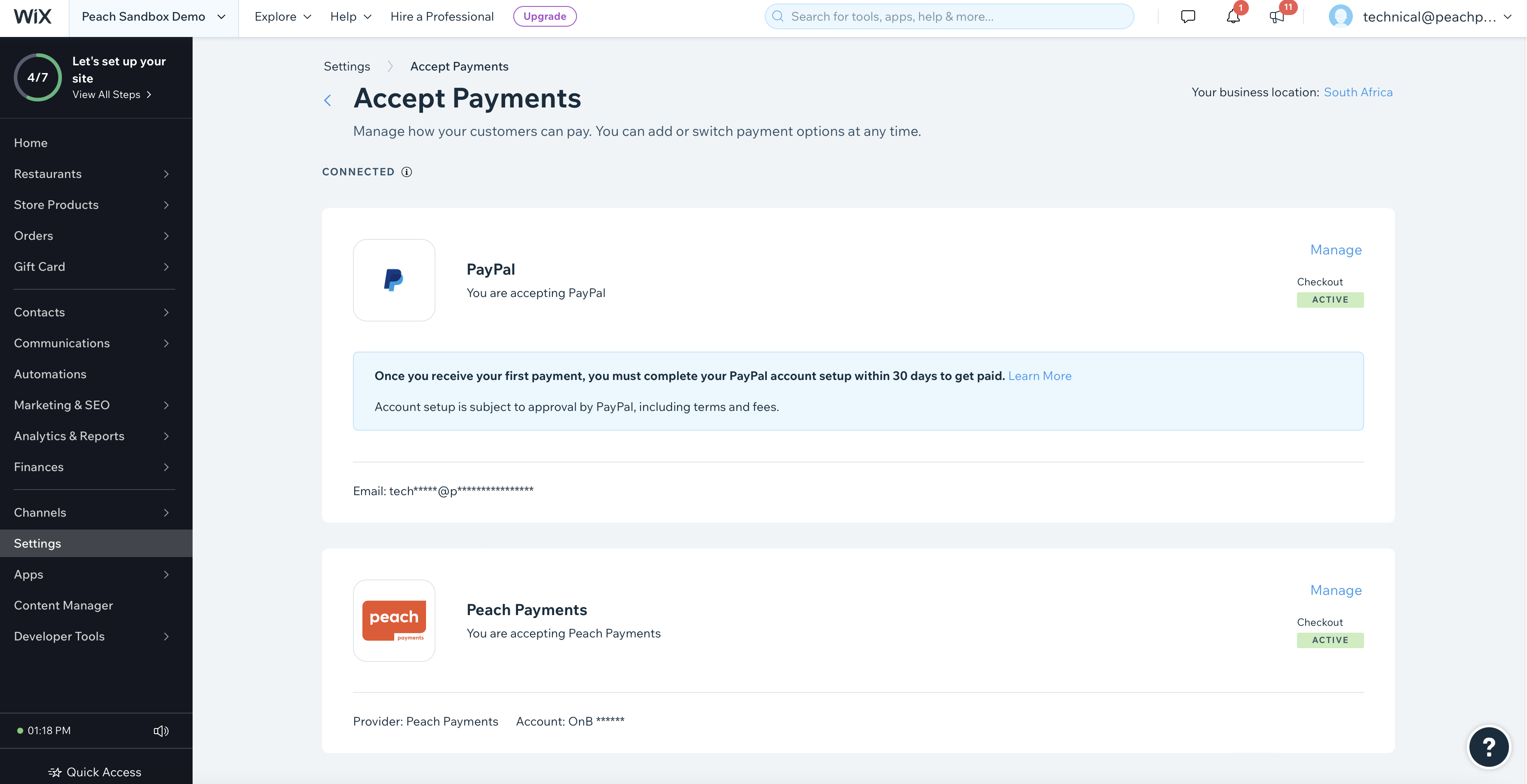 Peach Payments active