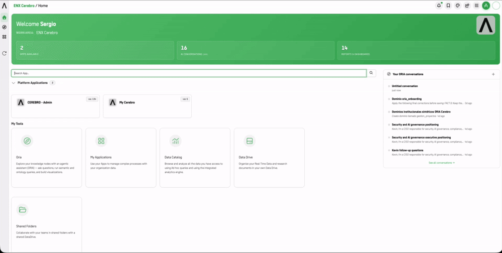 Screenshot: ORIA in My Tools on the home screen