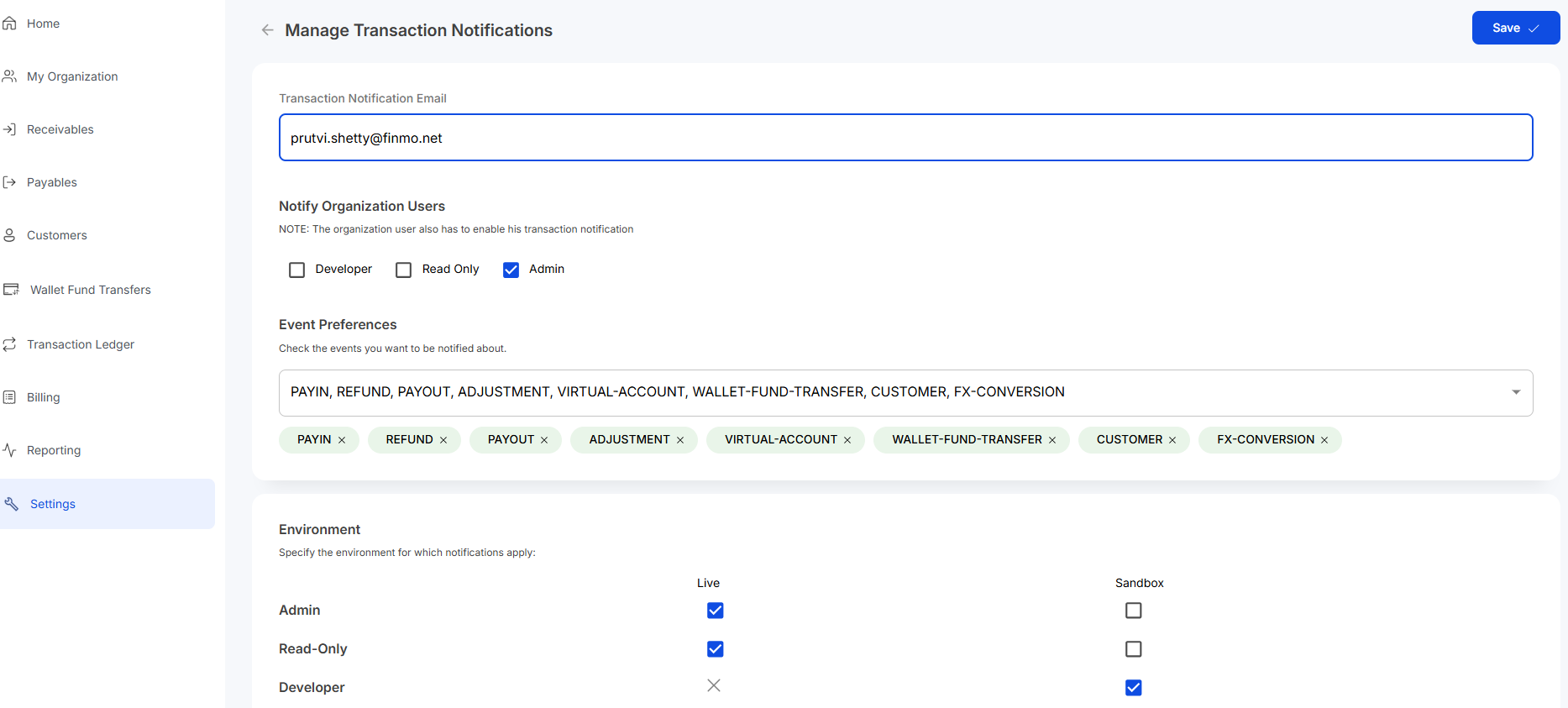 Manage Transaction Notifications