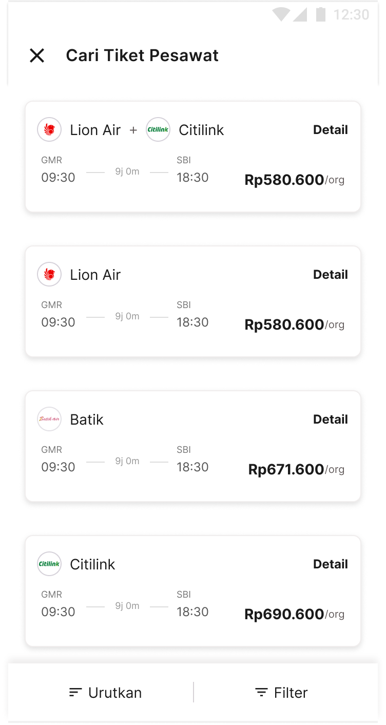 List of available plane