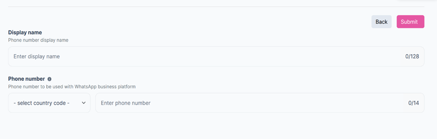 Figure 33: The "Display Name" and the "Phone Number" fields.