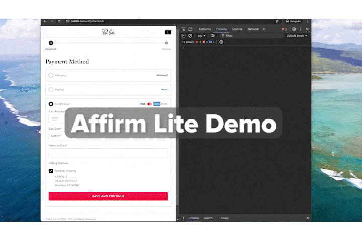 GIF of the Affirm Lite checkout process.