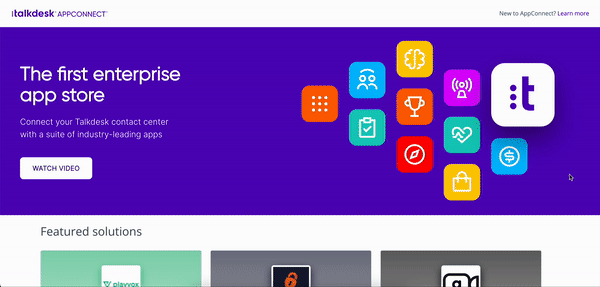 Landing page of AppConnect, the Talkdesk partner app marketplace