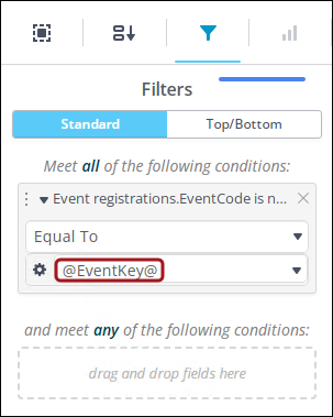 Adding the EventCode property to the Filters pane