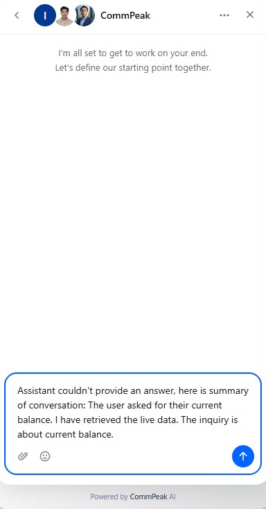 Scrrenshot of talking to an agent option at the bottom of a Speaky response