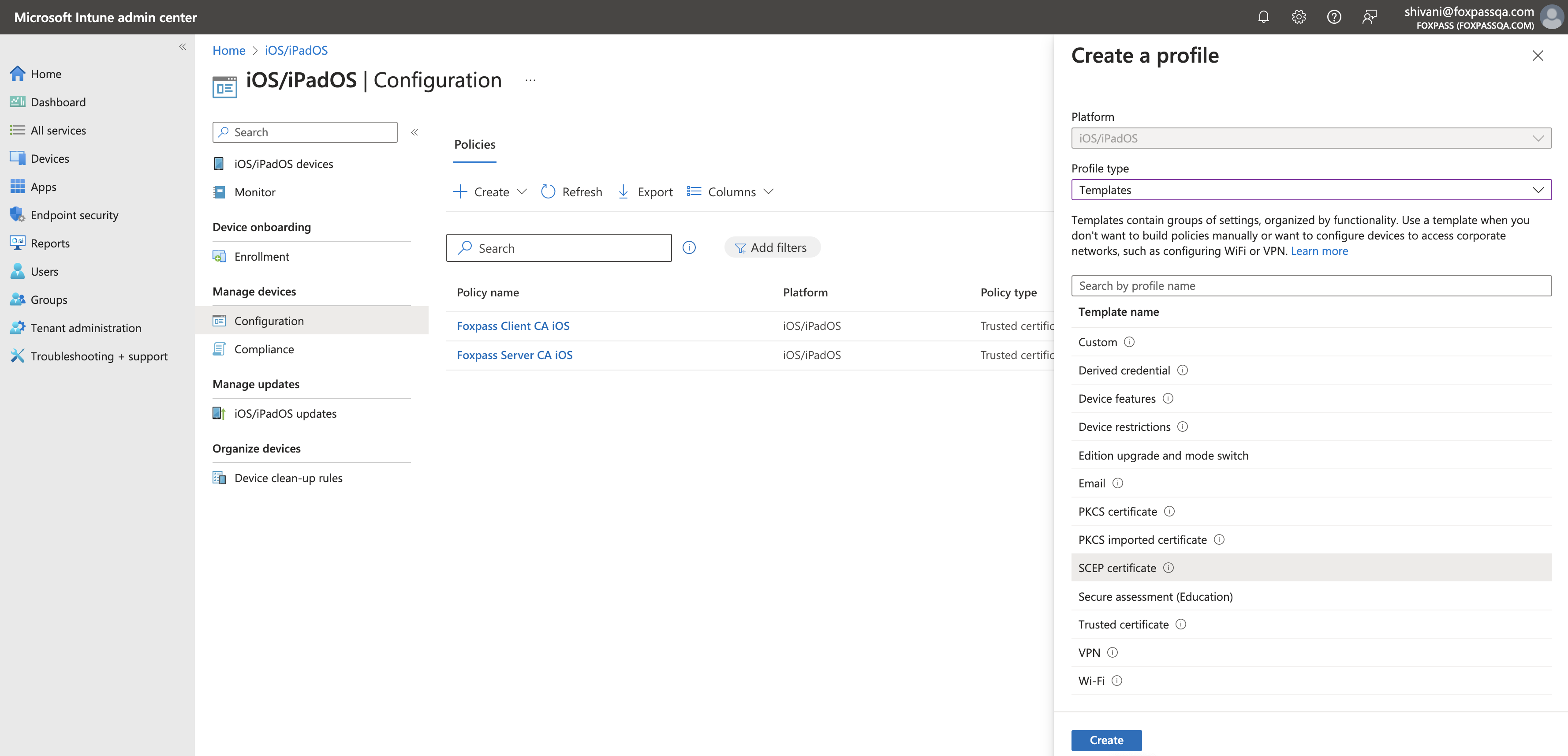 Create SCEP profile