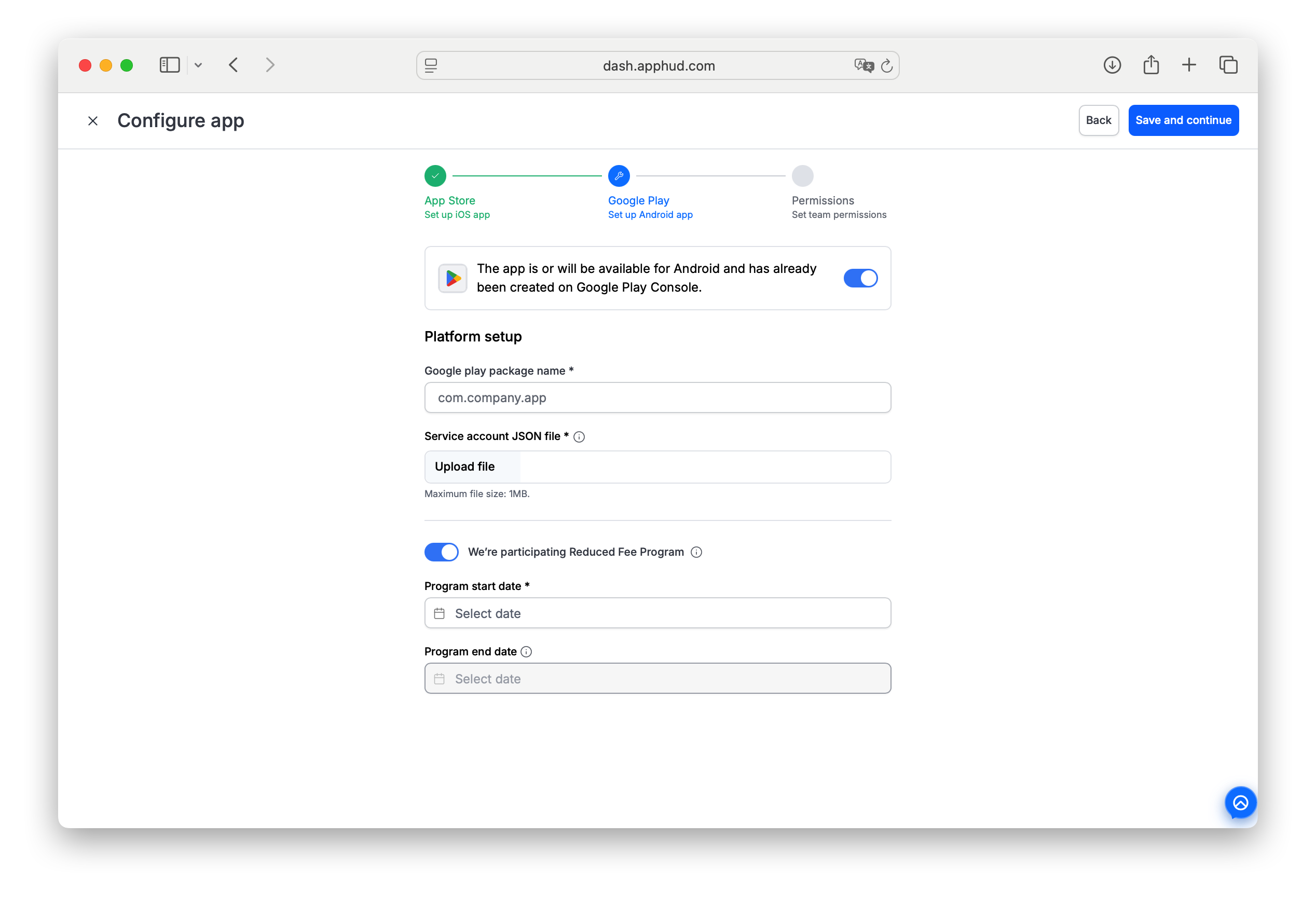 Apphud - Google Play configuration for a new app