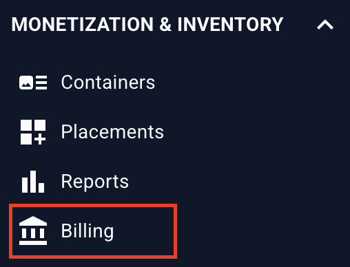 Location of the Billing section