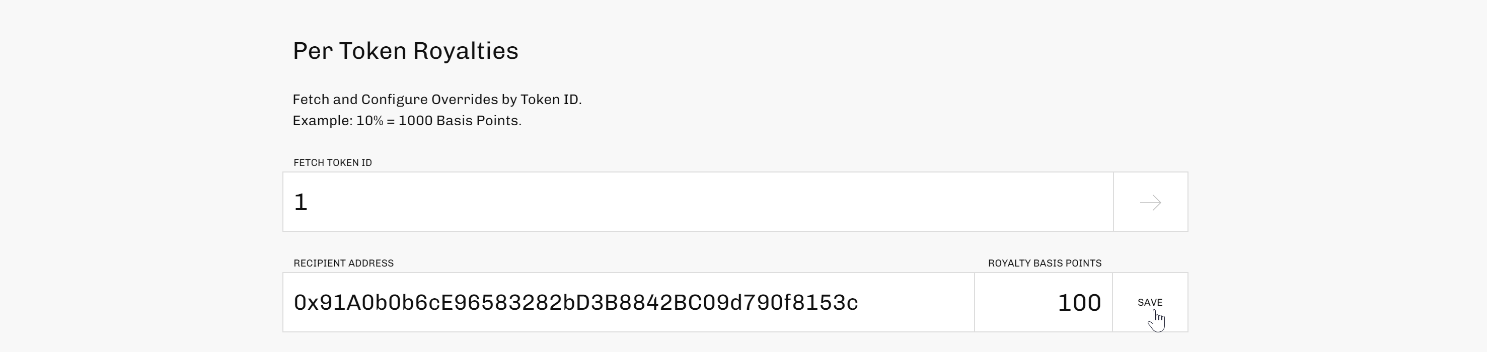 Configuring royalties per token