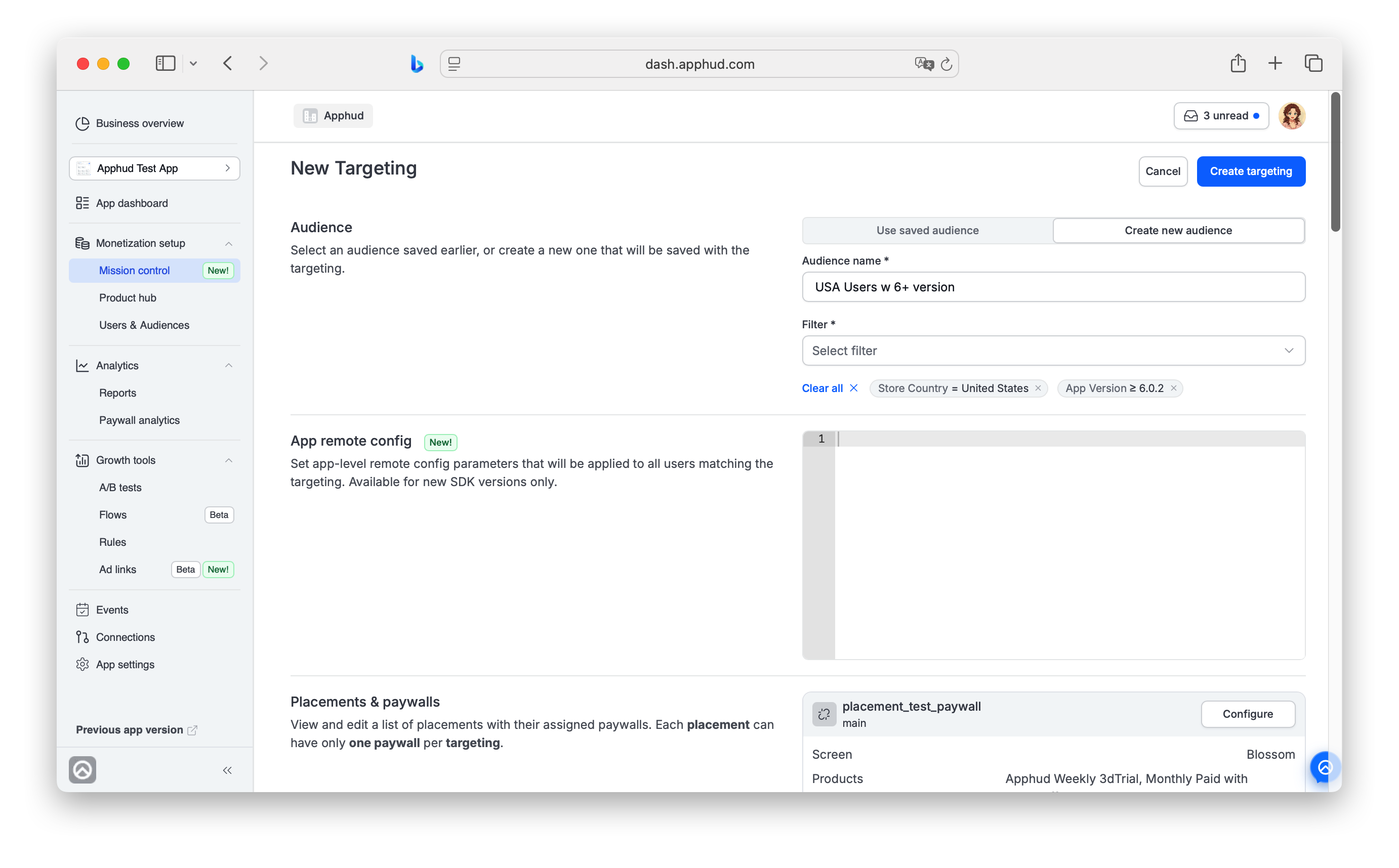 Targeting - New Audience with filters