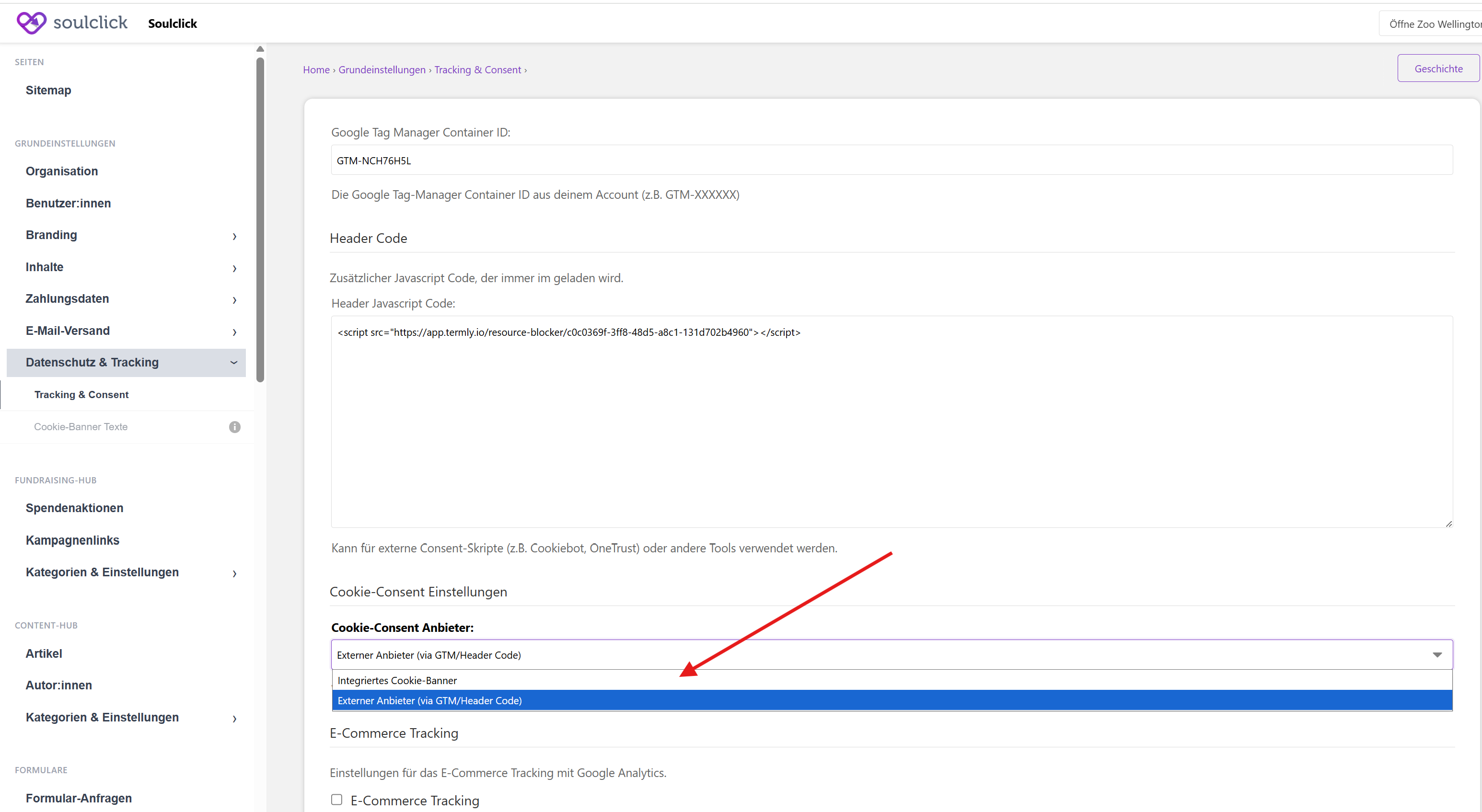 Cookie Consent Einstellungen