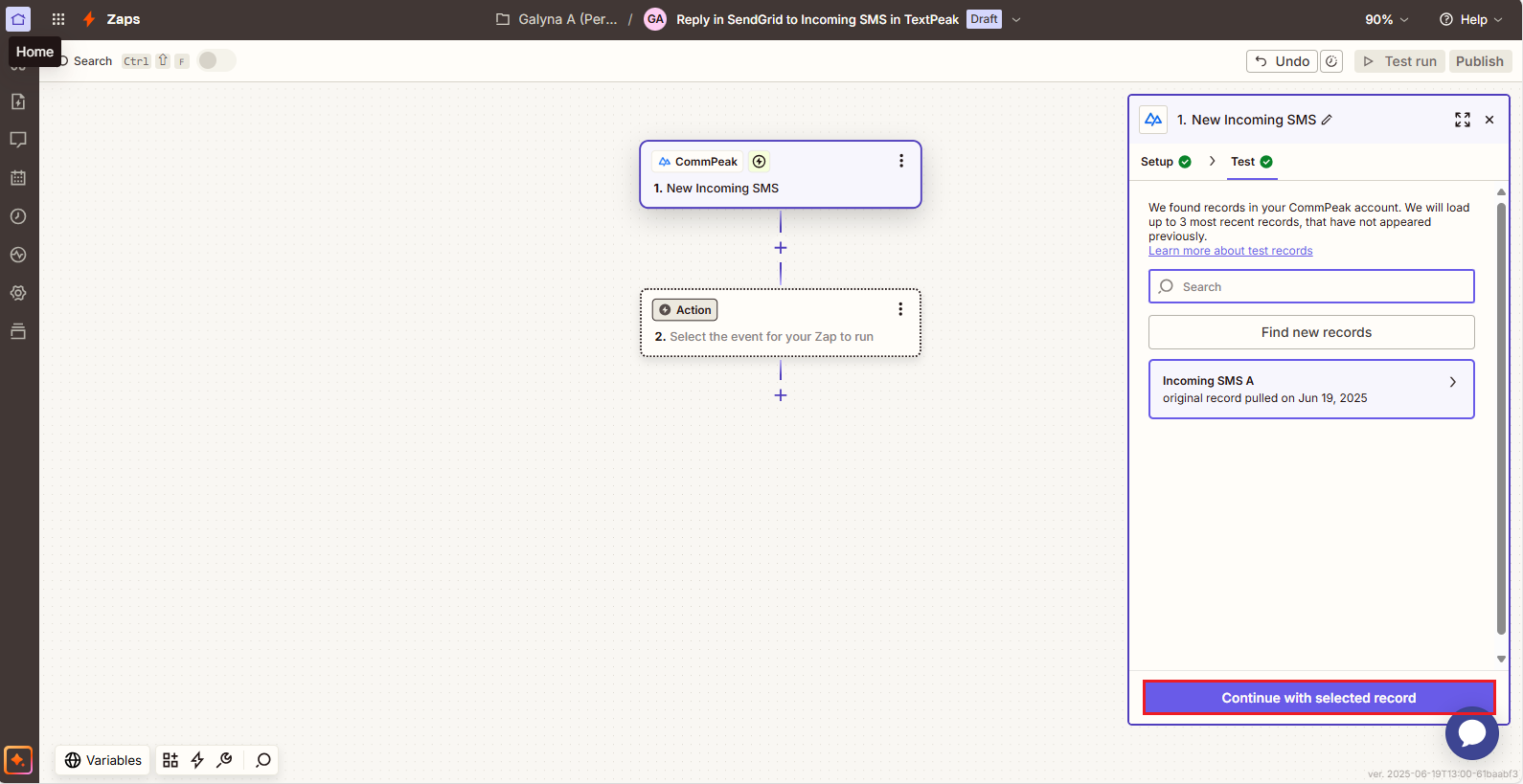 Screenshot of the Setup tab