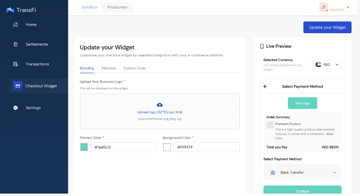 Payment Methods Selection