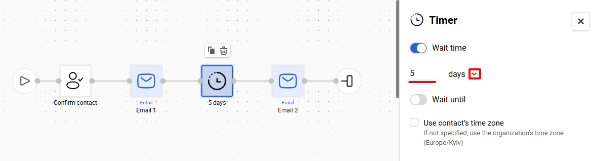 Timer parameters