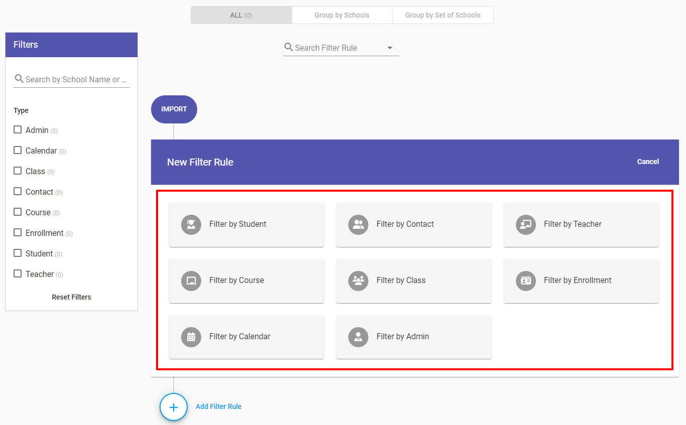 Choose an entity for filtering