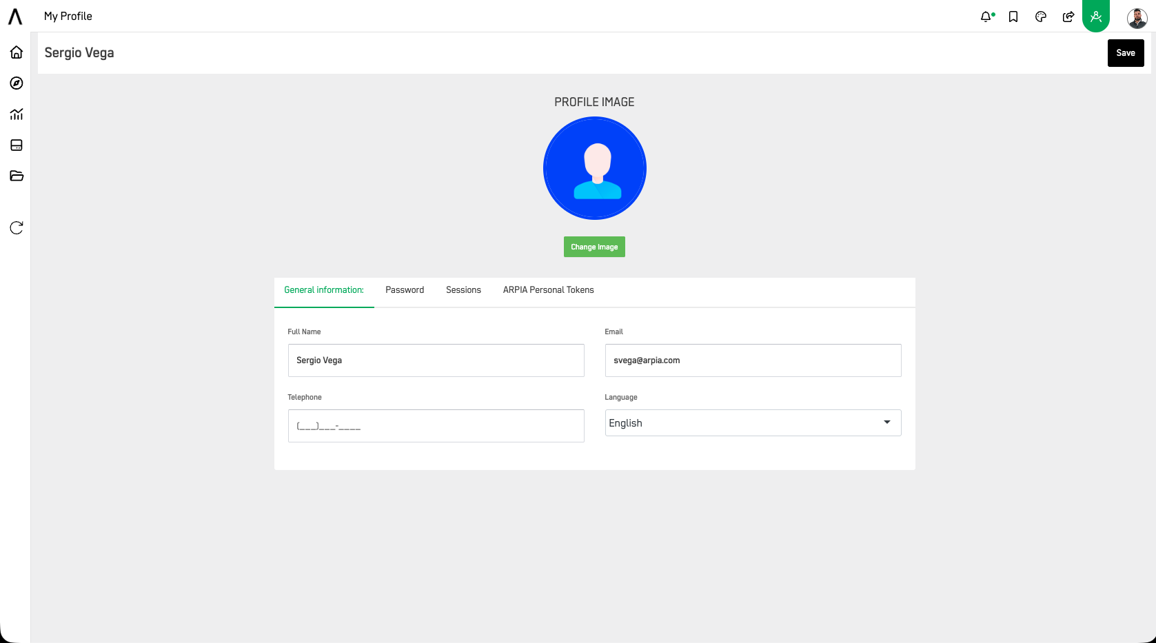 My Profile — General Information tab