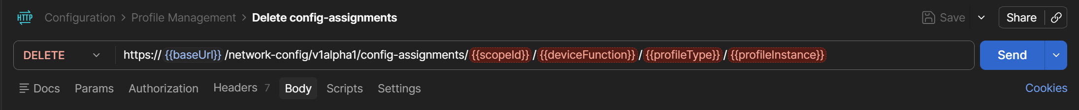 Postman Unassign Config Assignments Example