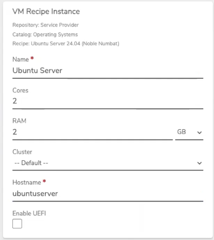 VM Recipe Instance