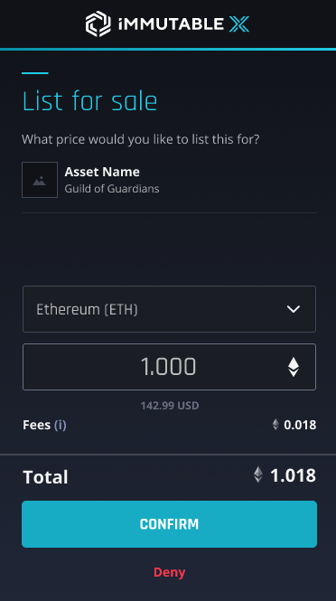 Default currency is ETH