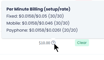 Screenshot with the fee breakdown shown