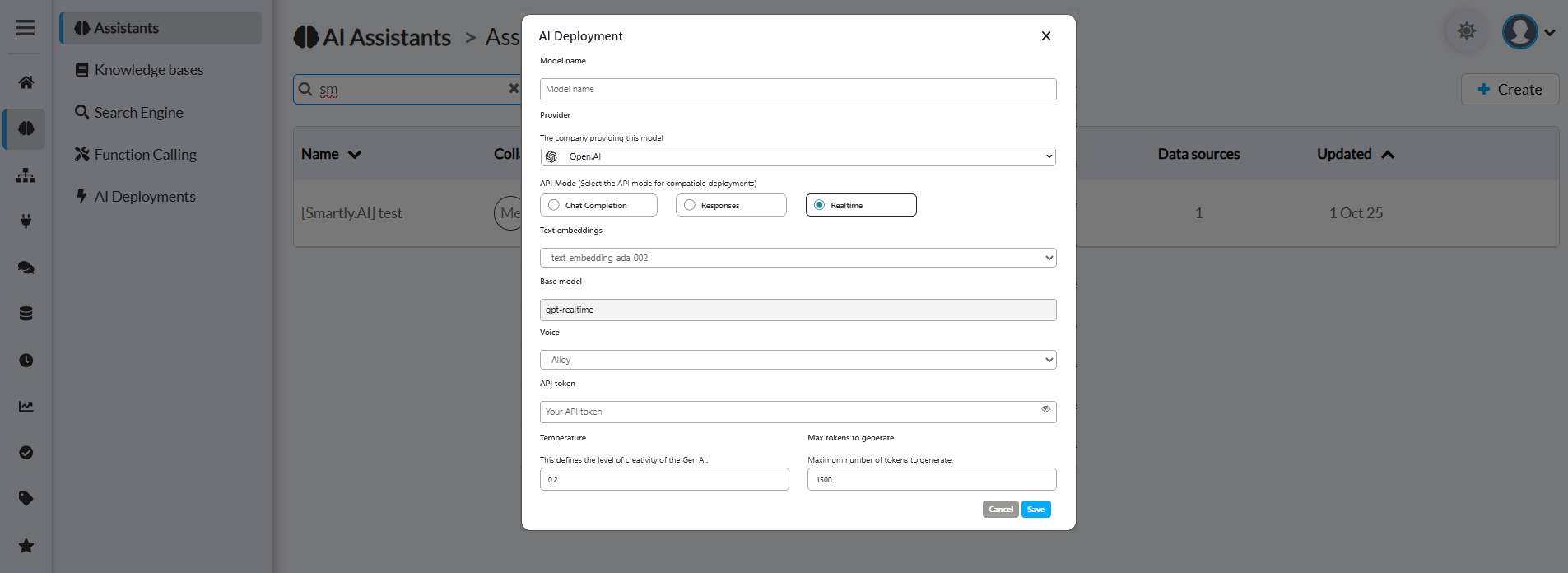 OpenAI deployment configuration