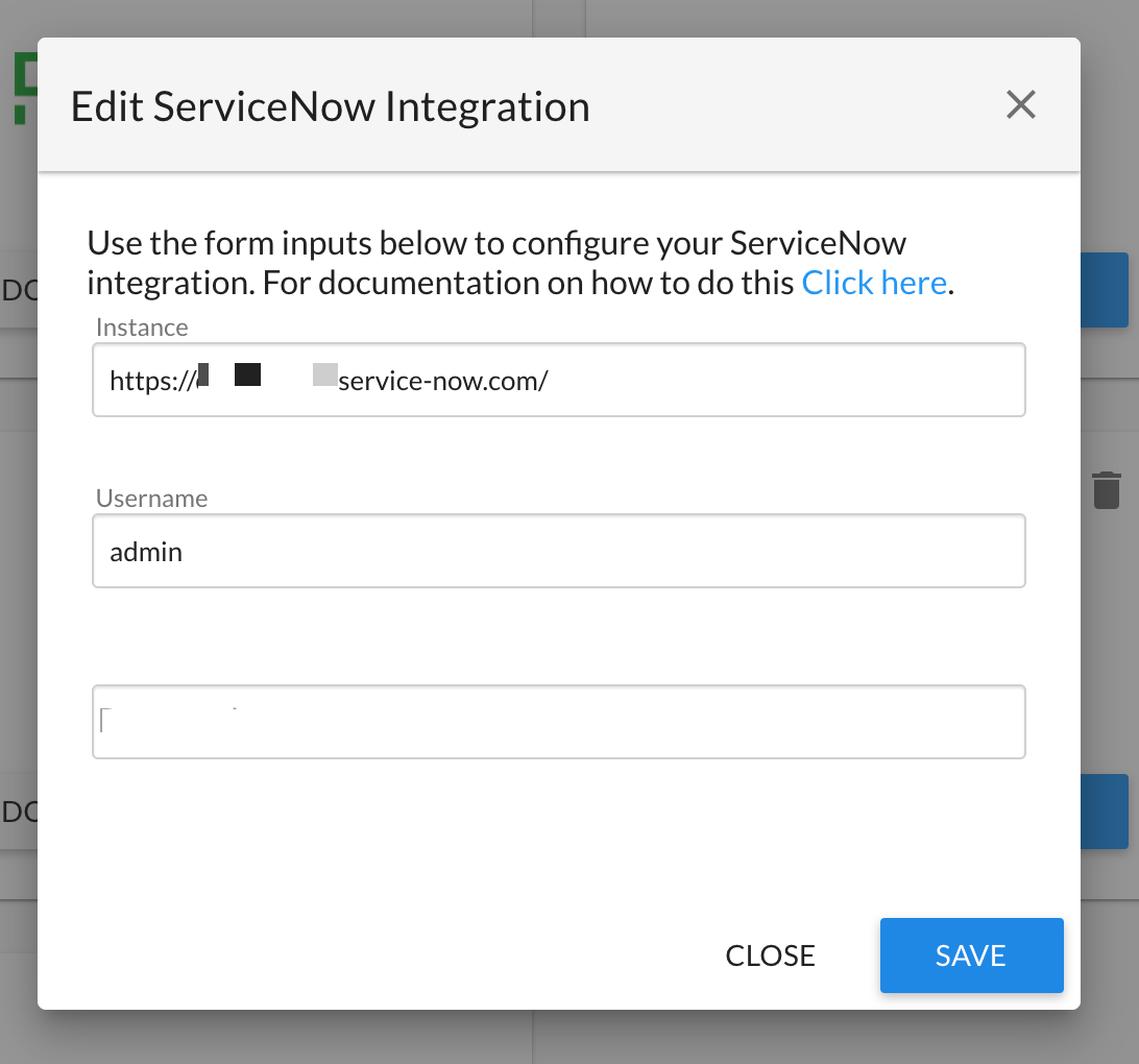 ServiceNow Integration Form