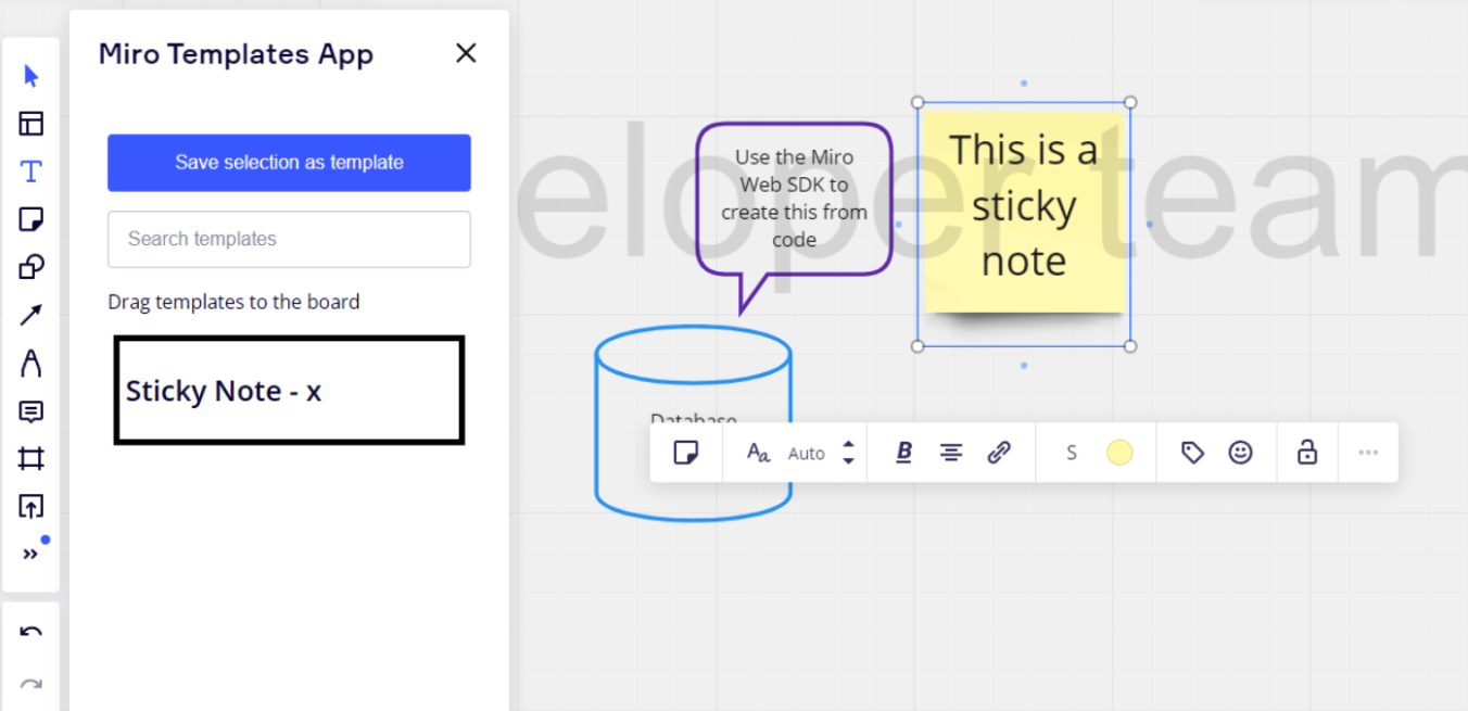 Figure 27. The result of clicking the Save selection as template button.